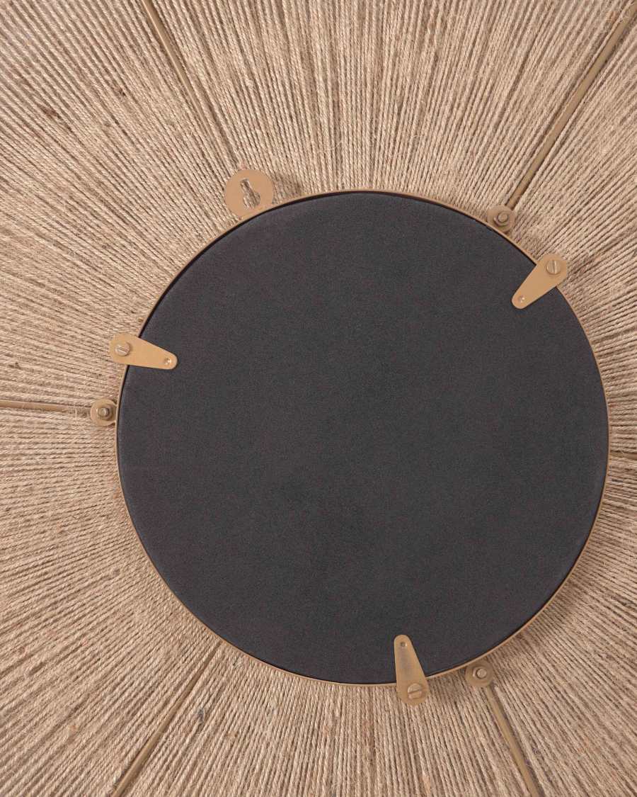 Στρογγυλός καθρέπτης Damira, γιούτα σε φυσικό φινίρισμα, Ø 100 εκ