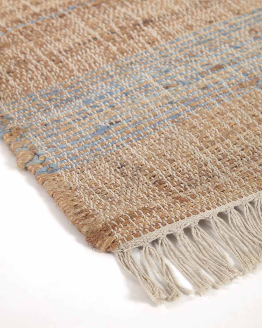 Eda jute rug with blue stripes 160 x 230 cm