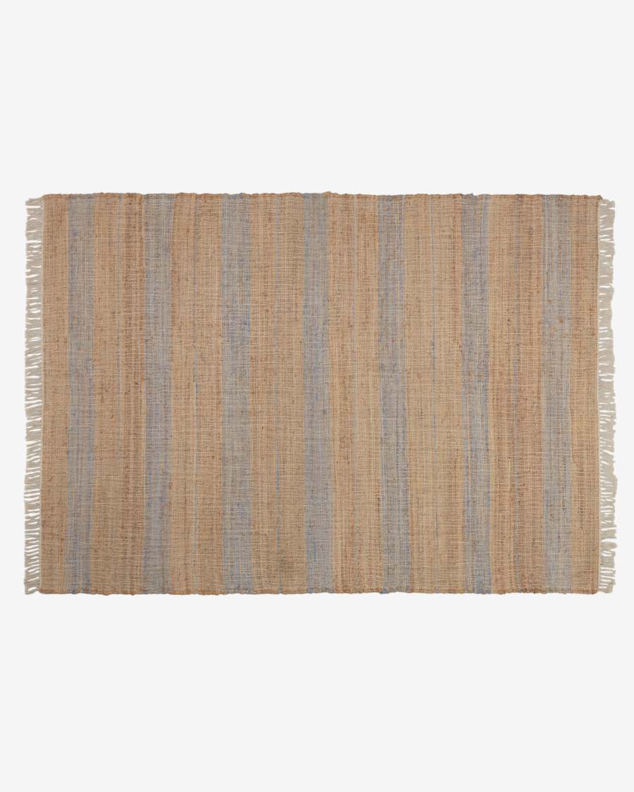 Eda jute rug with blue stripes 160 x 230 cm