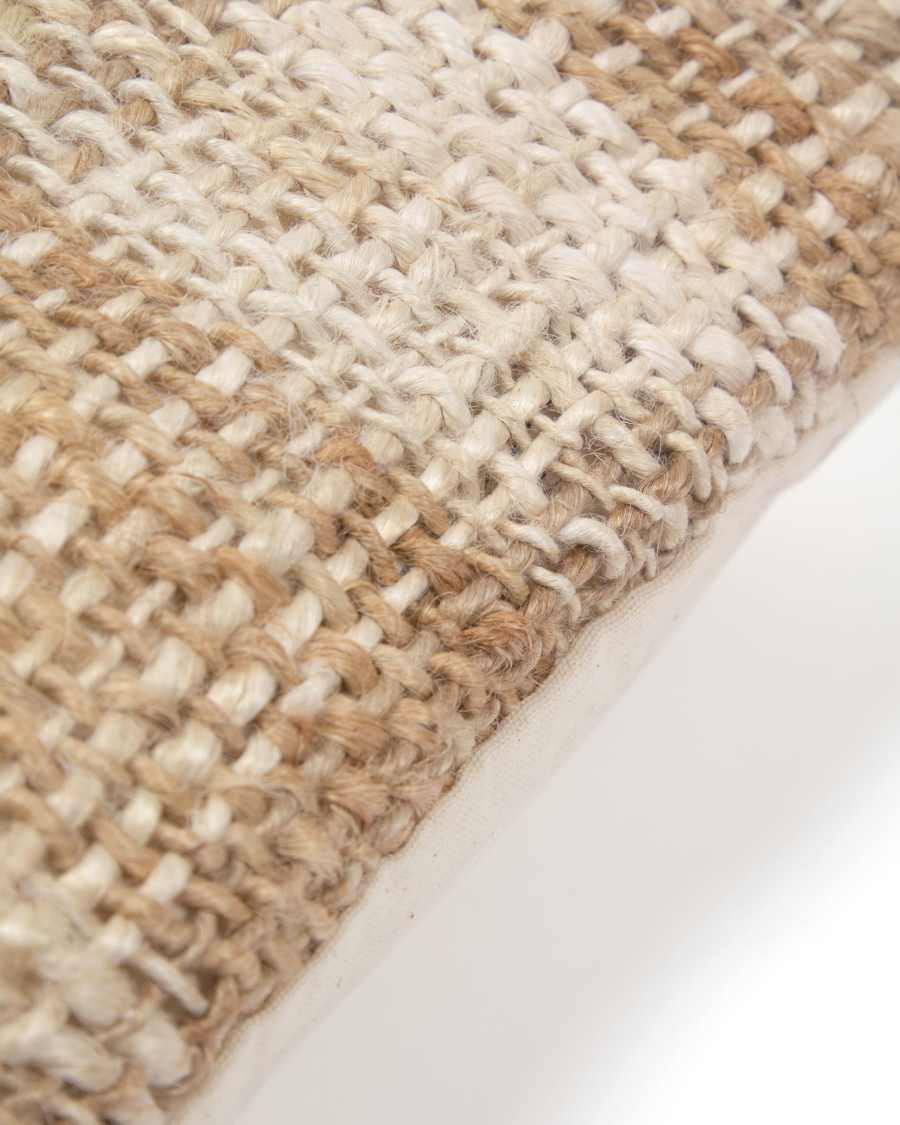 Daila jute cushion cover with natural and beige stripes 45 x 45 cm