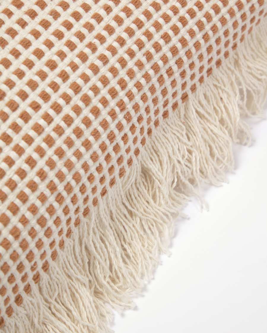Kaia cotton cushion cover with natural and terracotta stripes 60 x 60 cm