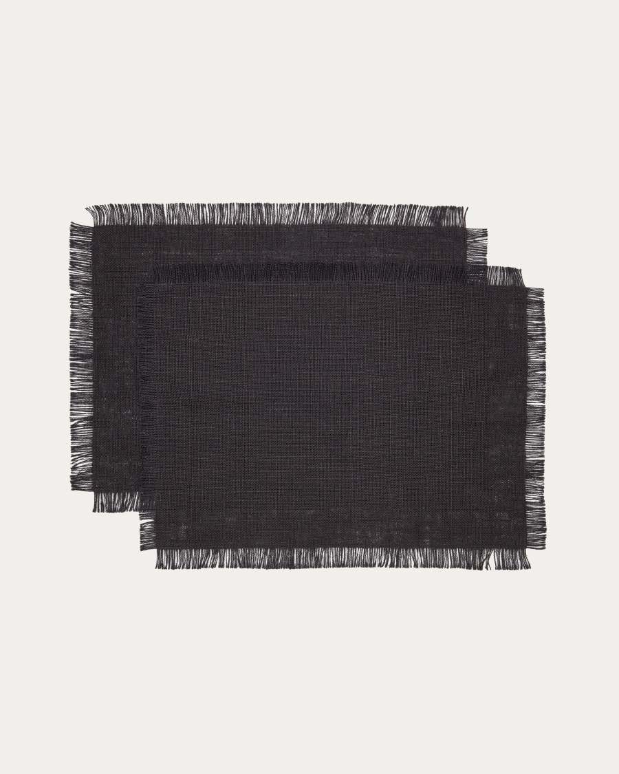 Trisol set of 2 100% black jute placemats, 35 x 50 cm