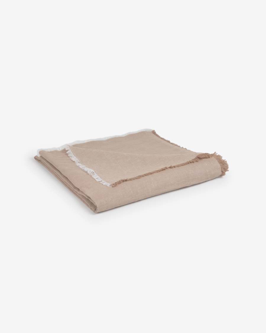 Iraide cotton and linen tablecloth in brown 170 x 250 cm