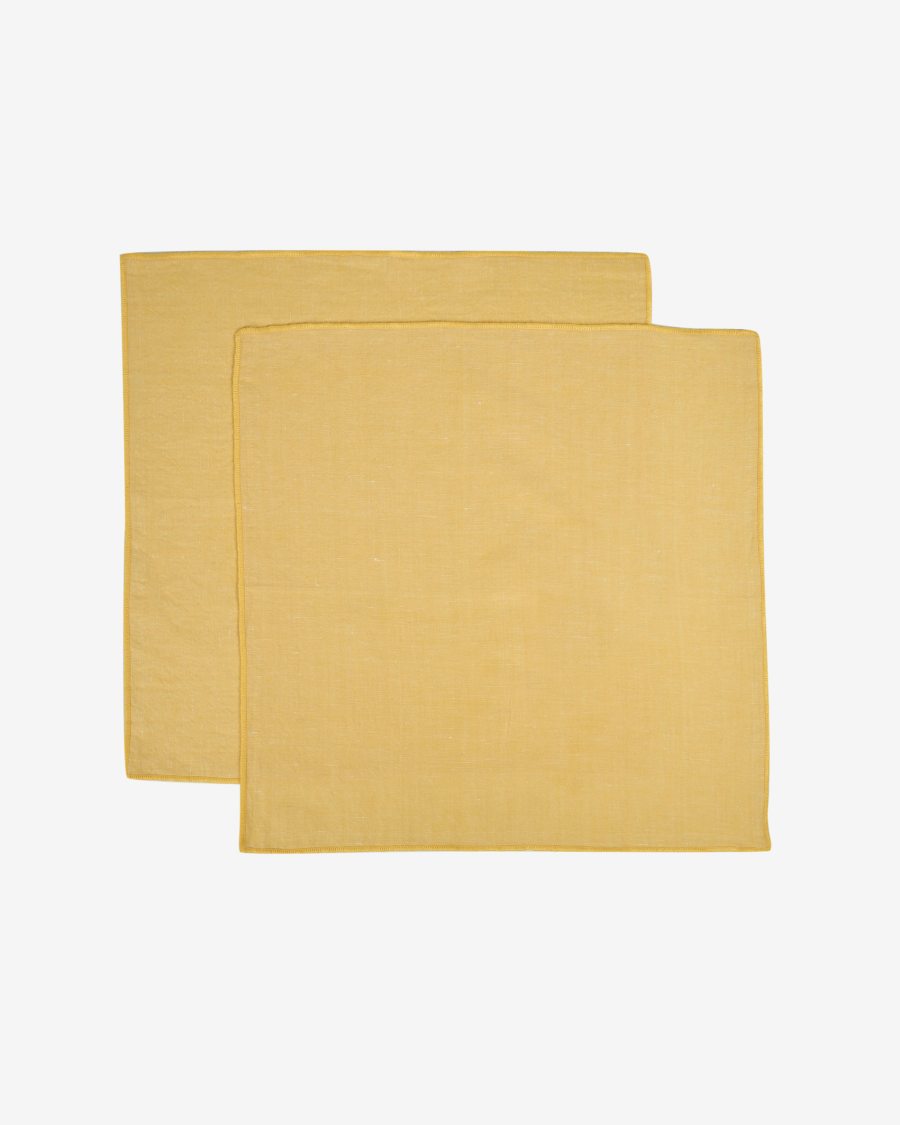 Eyen set of two yellow cotton and linen napkins