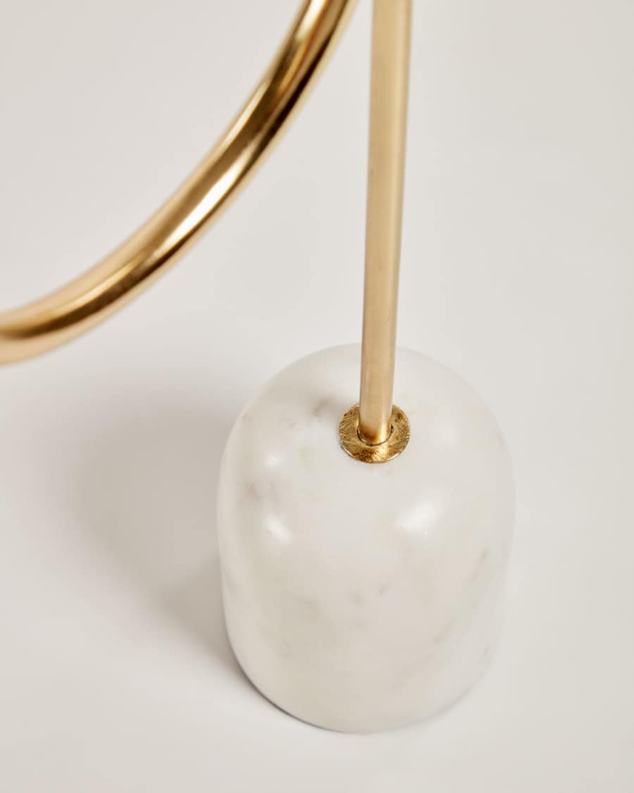 Perca großer Kerzenhalter für drei Kerzen in Gold und mit weißem Marmor