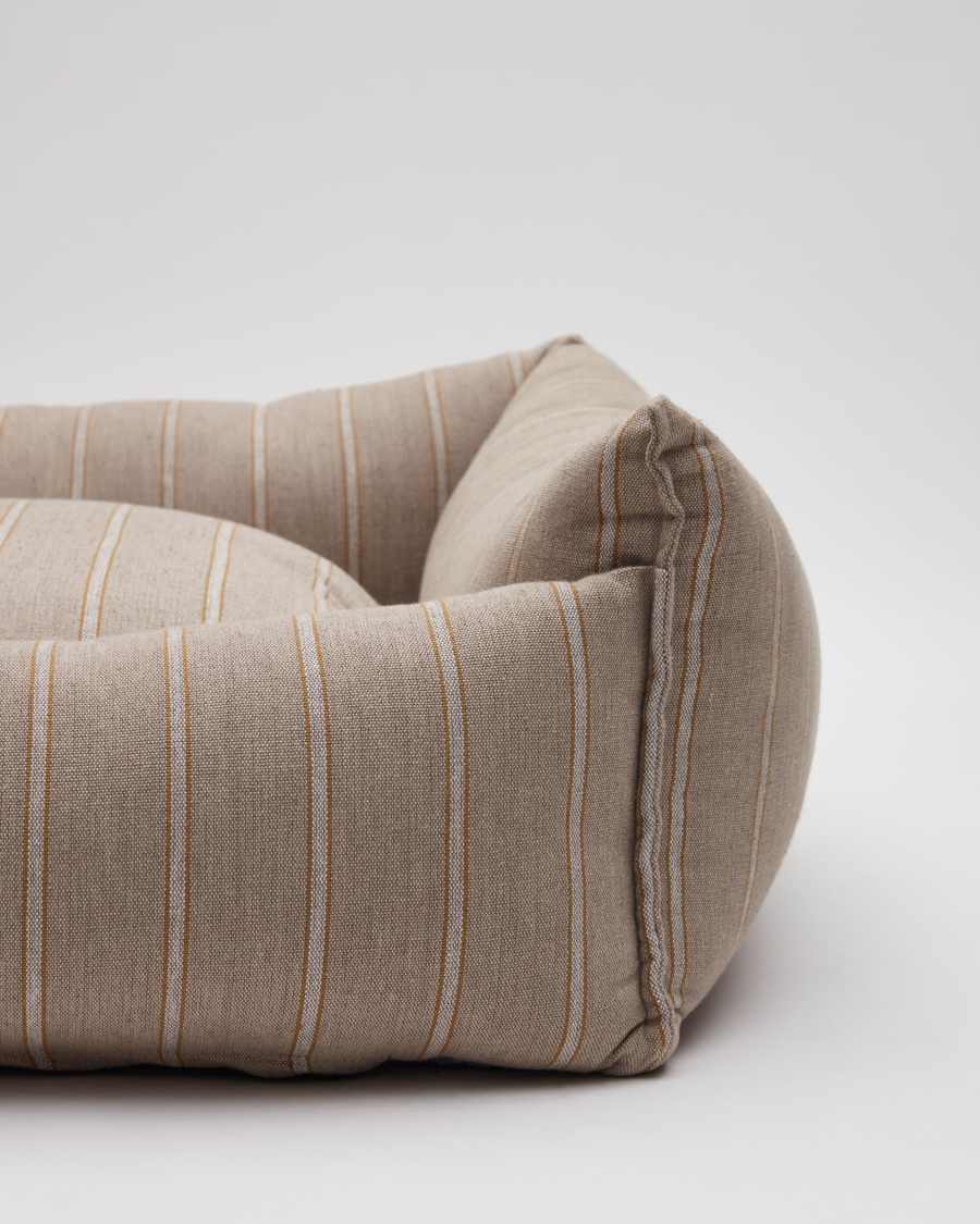 Μεγάλο κρεβάτι για κατοικίδια Toby, ριγέ και καφέ γούνα 75 x 75 εκ