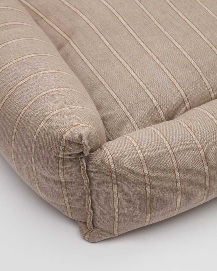 Μεγάλο κρεβάτι για κατοικίδια Toby, ριγέ και καφέ γούνα 75 x 75 εκ