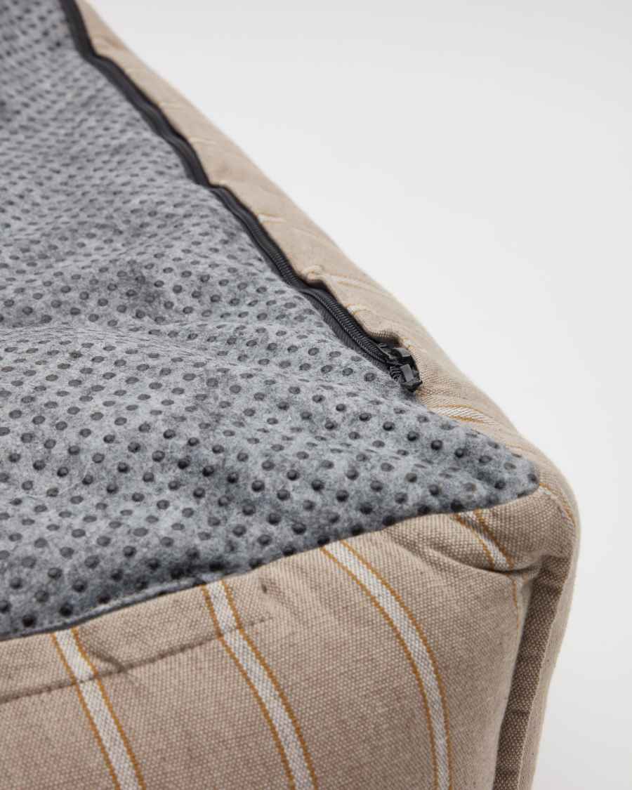 Μεγάλο κρεβάτι για κατοικίδια Toby, ριγέ και καφέ γούνα 75 x 75 εκ