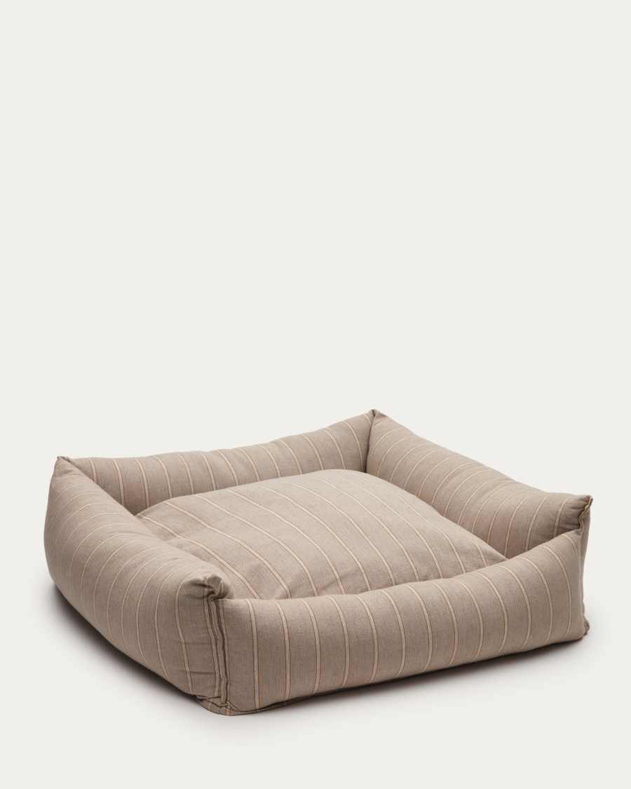 Μεγάλο κρεβάτι για κατοικίδια Toby, ριγέ και καφέ γούνα 75 x 75 εκ