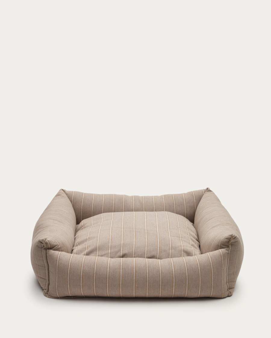 Μεγάλο κρεβάτι για κατοικίδια Toby, ριγέ και καφέ γούνα 75 x 75 εκ