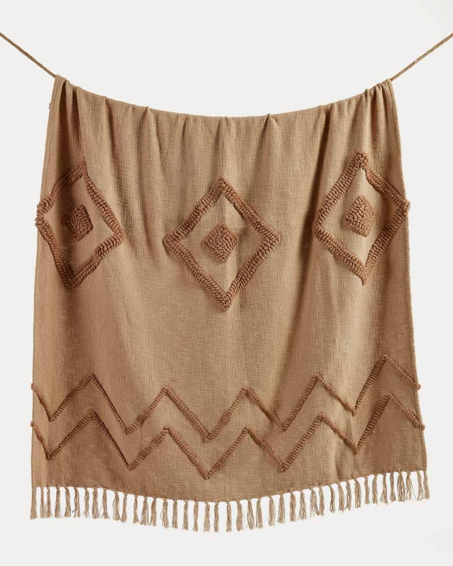 Genoveva blanket made from brown cotton, 125 x 150 cm