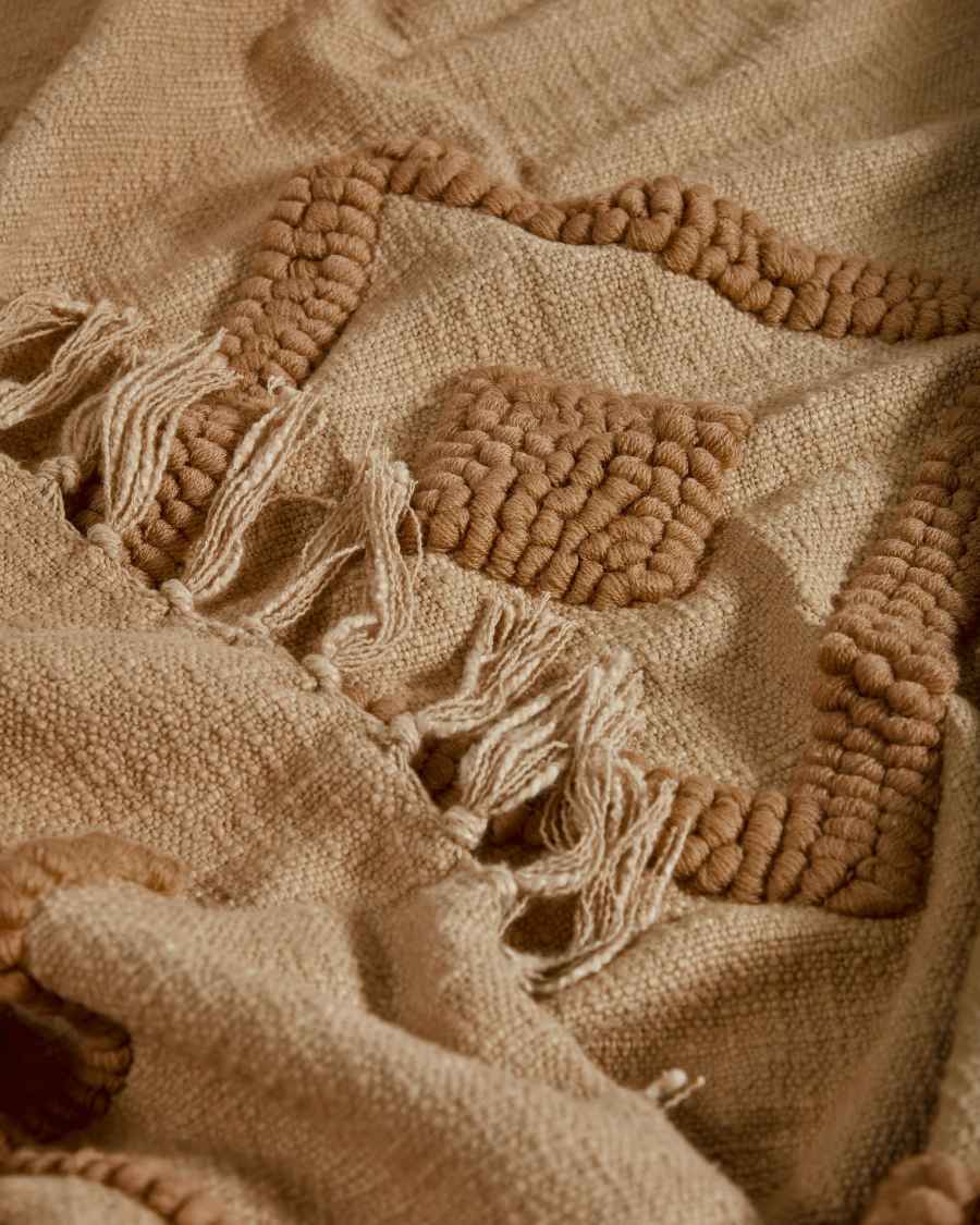 Genoveva blanket made from brown cotton, 125 x 150 cm