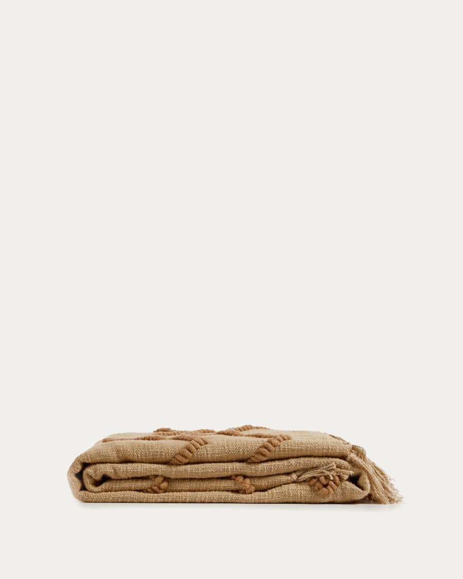 Genoveva blanket made from brown cotton, 125 x 150 cm