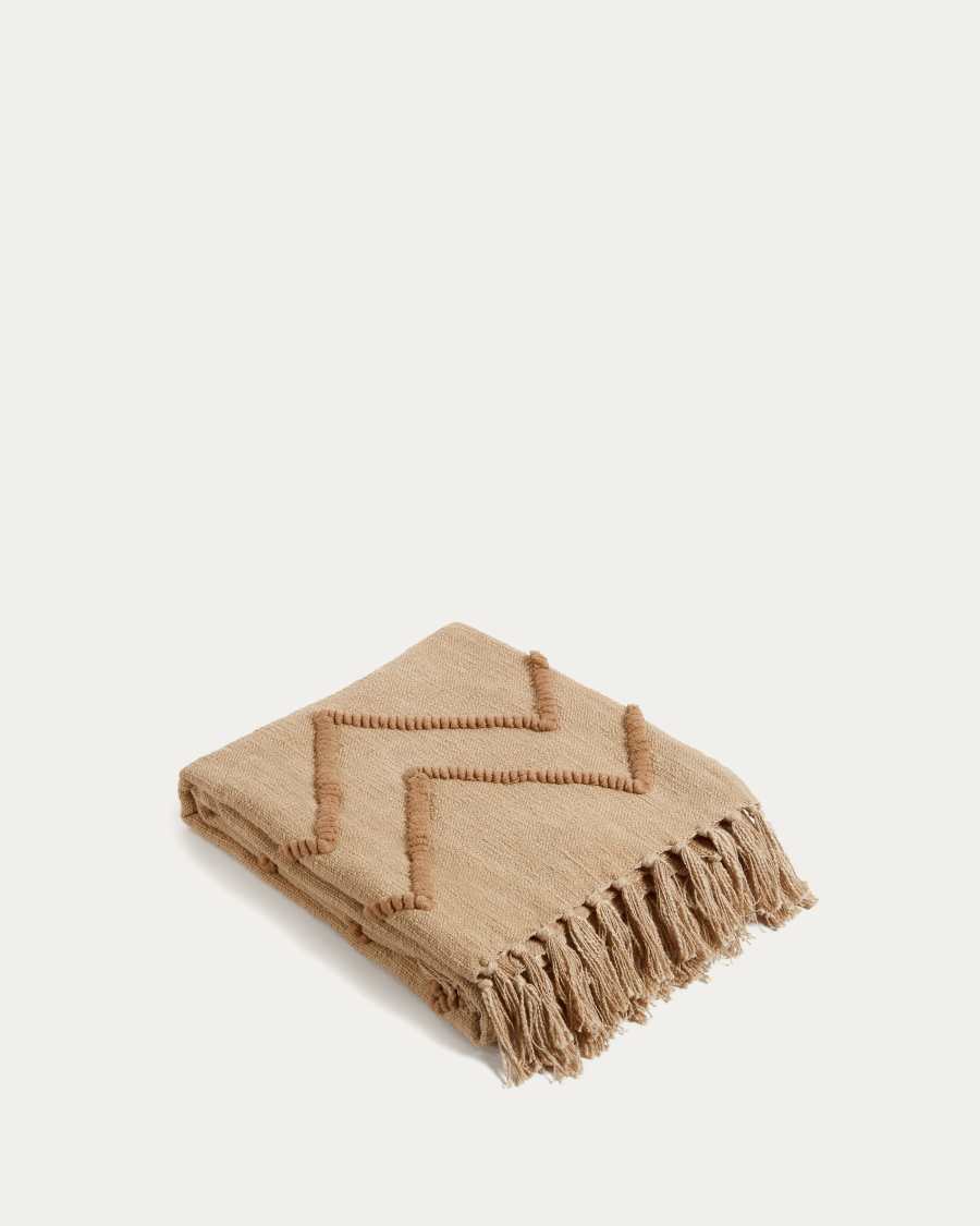 Genoveva blanket made from brown cotton, 125 x 150 cm