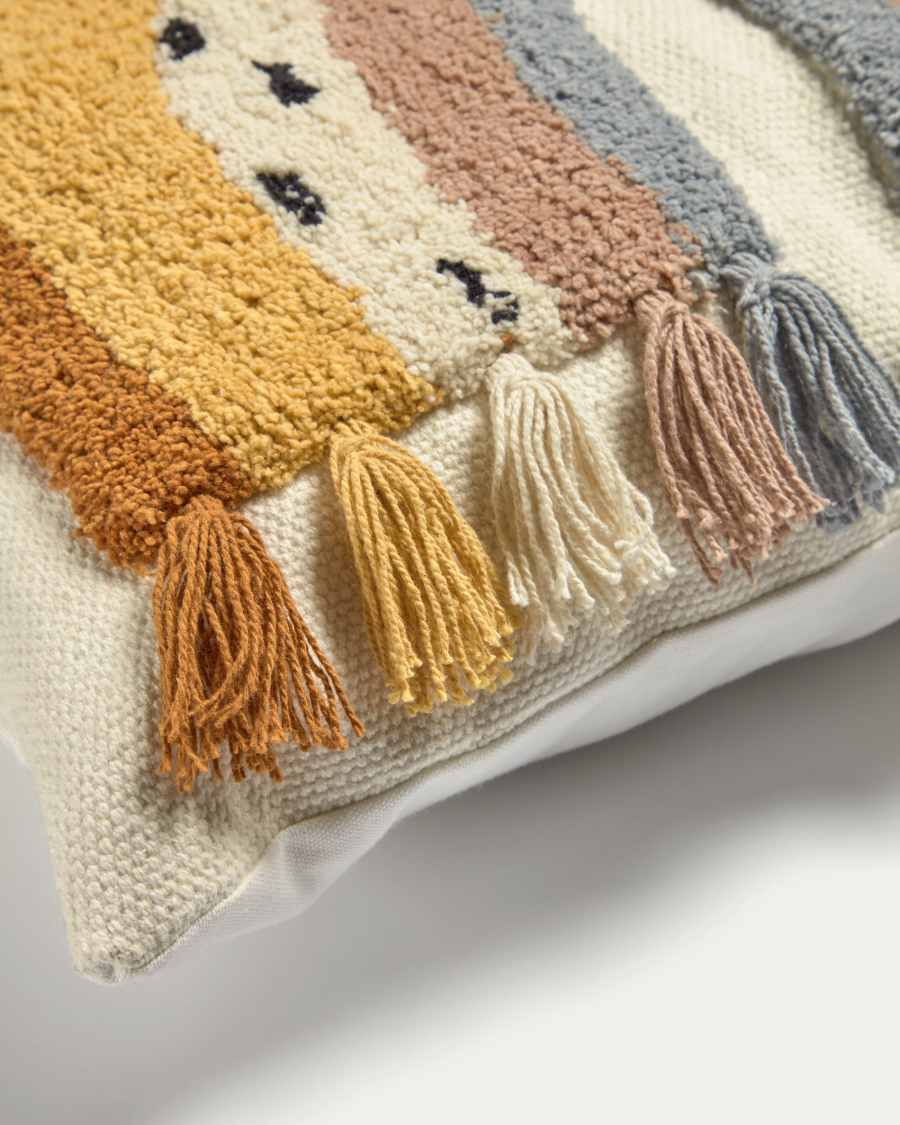 Tadea cushion cover, 100% cotton with a multicolour rainbow design, 45 x 45 cm