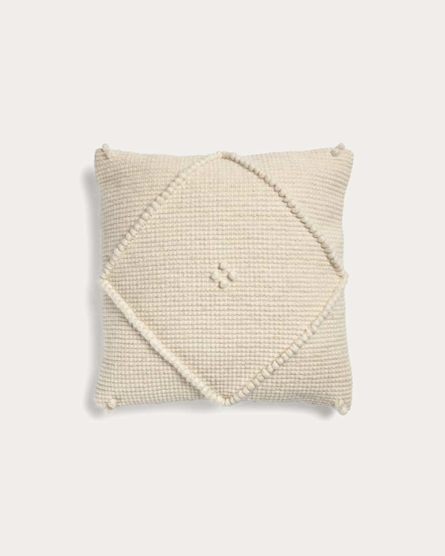 Vianney cushion cover, 100% beige cotton, 45 x 45 cm