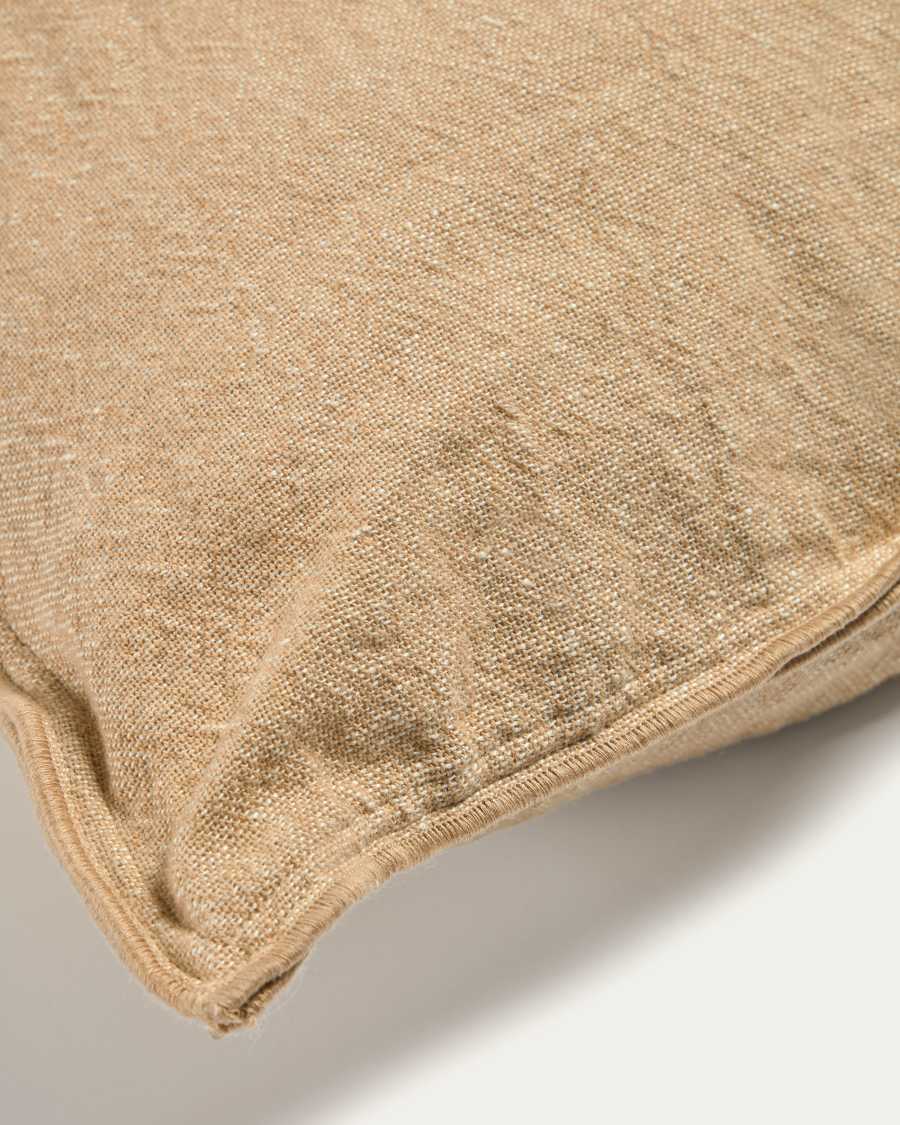 Queta cushion cover in beige linen and cotton, 45 x 45 cm