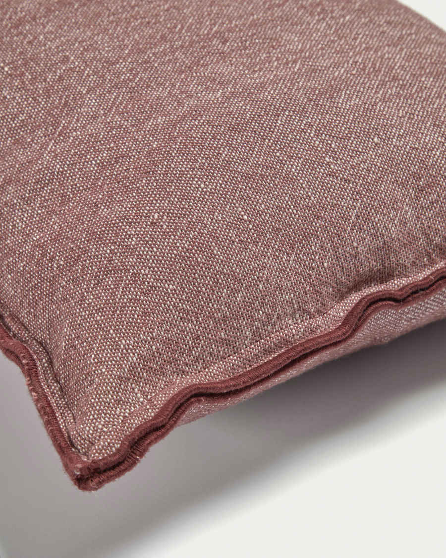 Housse de coussin Queta en lin et coton bordeaux 30 x 50 cm