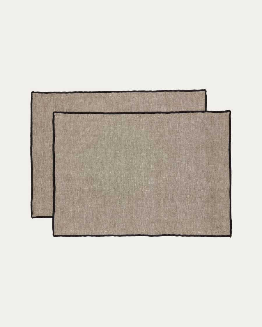 Mirna Set aus 2 Tischsets aus Leinen und Baumwolle grün