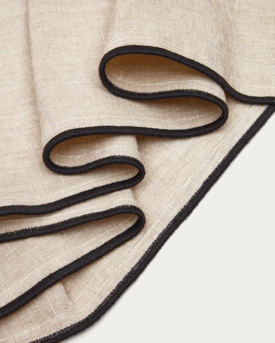 Camino de mesa Mirna de lino y algodón beige