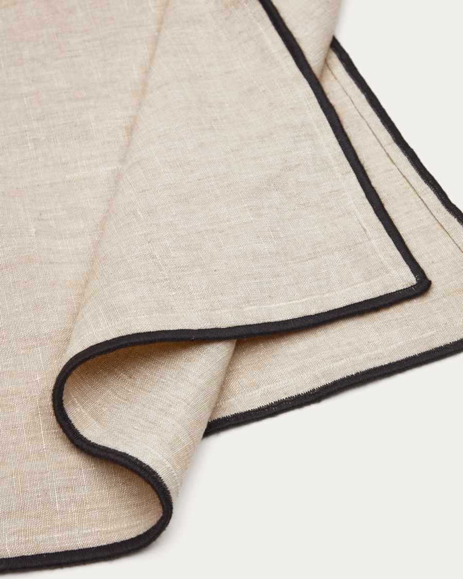 Camino de mesa Mirna de lino y algodón beige