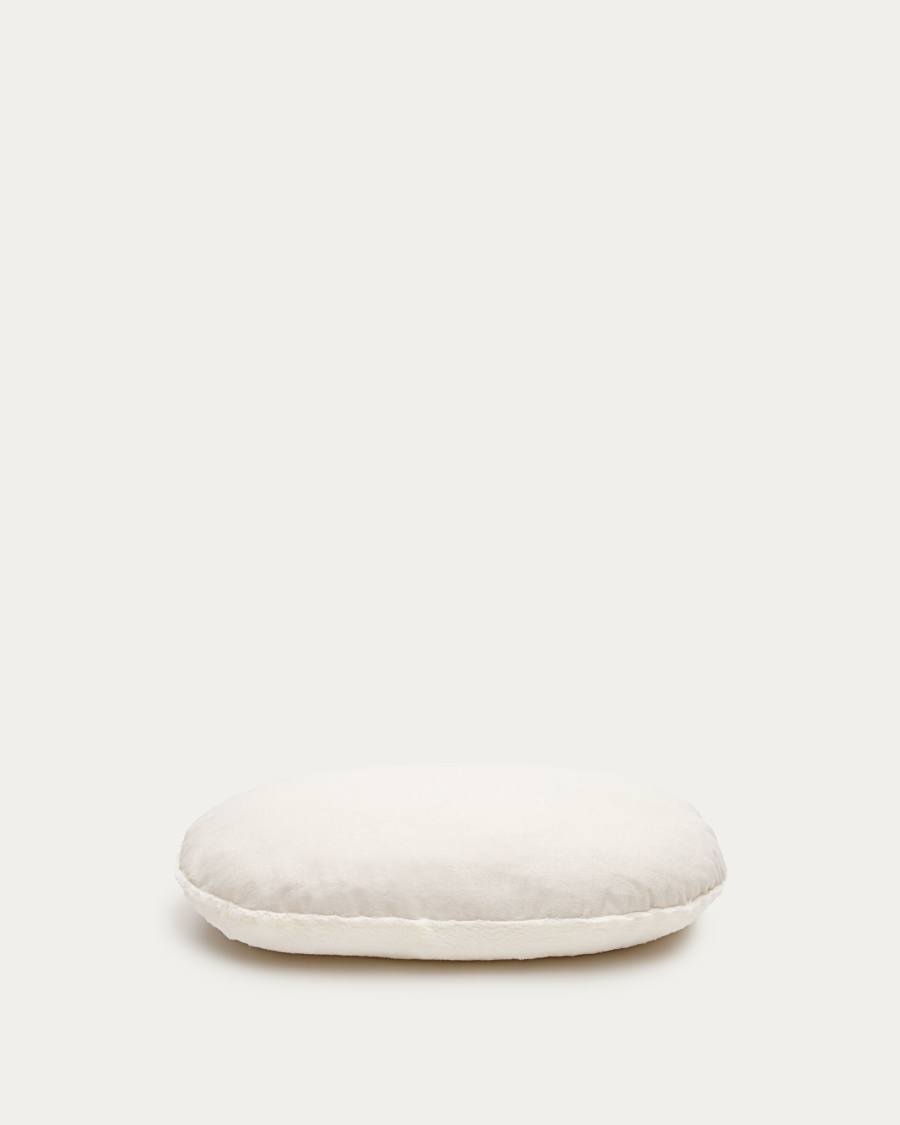Codie portable pet cushion in white fur, Ø 60 x 10 cm