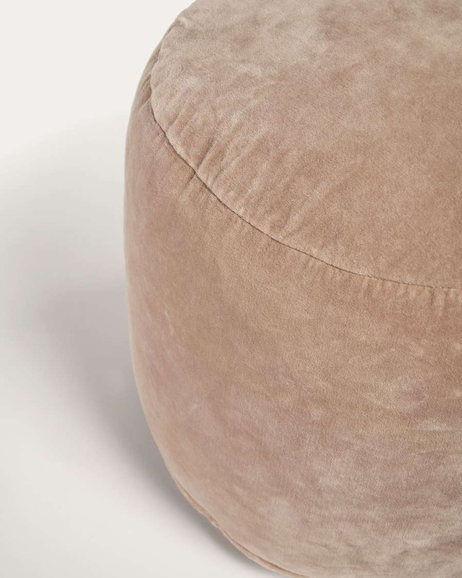 Pouf rond Angelica 100 % coton en velours rose Ø 45 cm