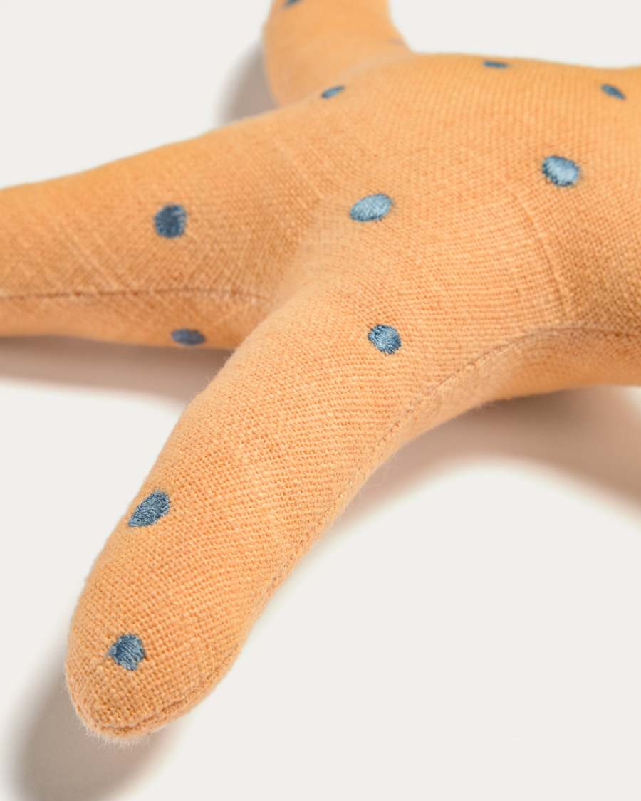 Cordelia starfish shaped cushion, 100% cotton in orange