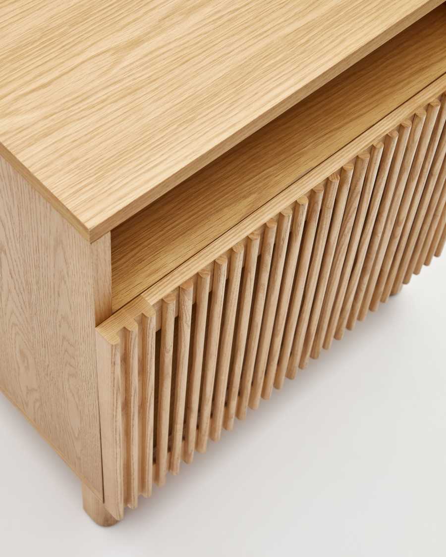 Beyla solid oak wood beside table with oak veneer, 53 x 62 cm FSC 100%