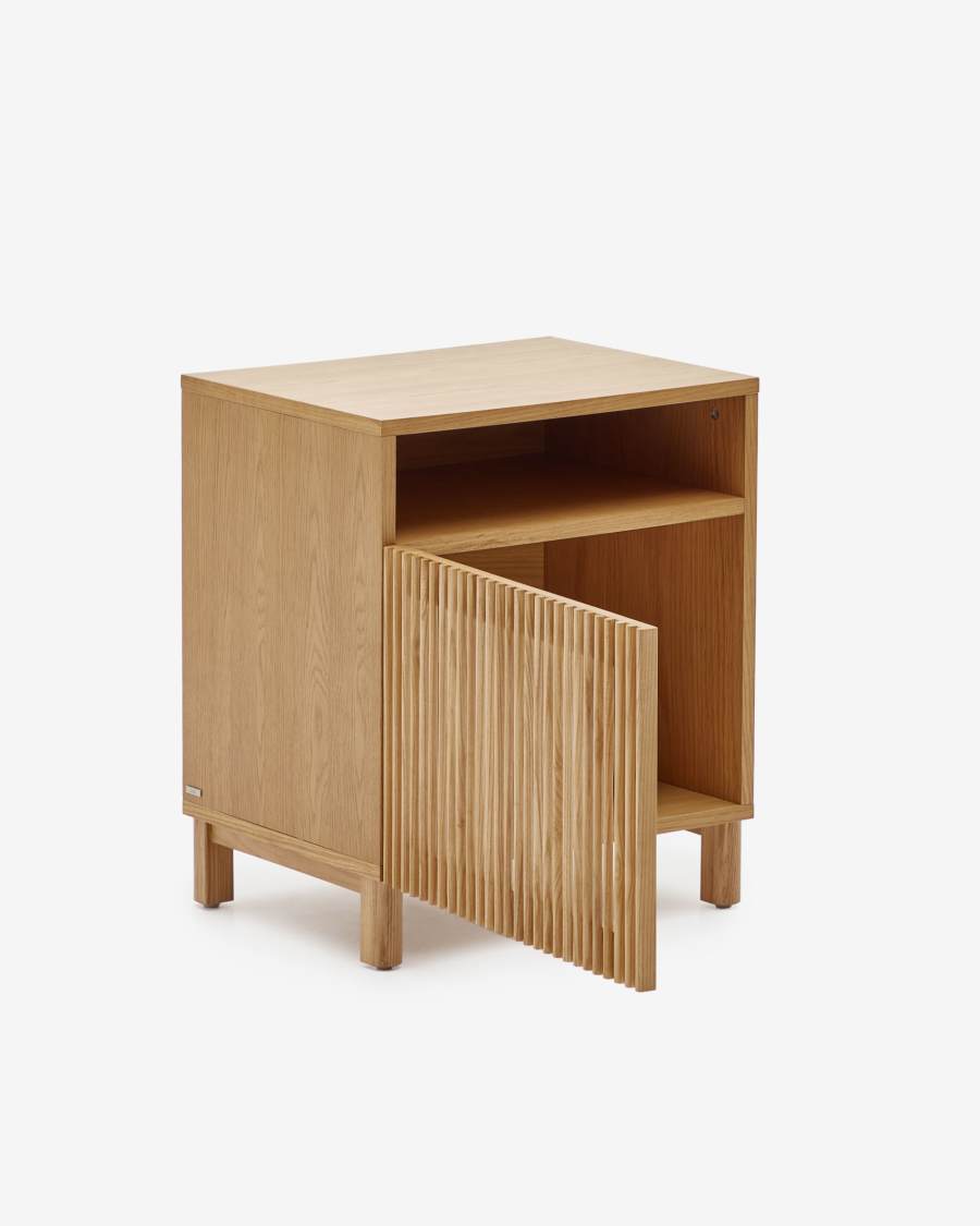 Beyla solid oak wood beside table with oak veneer, 53 x 62 cm FSC 100%