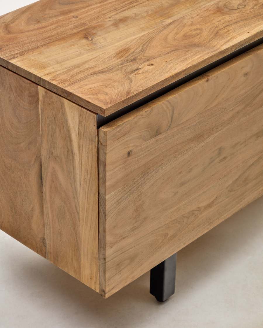 Meuble TV Uxue 3 portes en bois d'acacia finition naturelle 150 x 58 cm