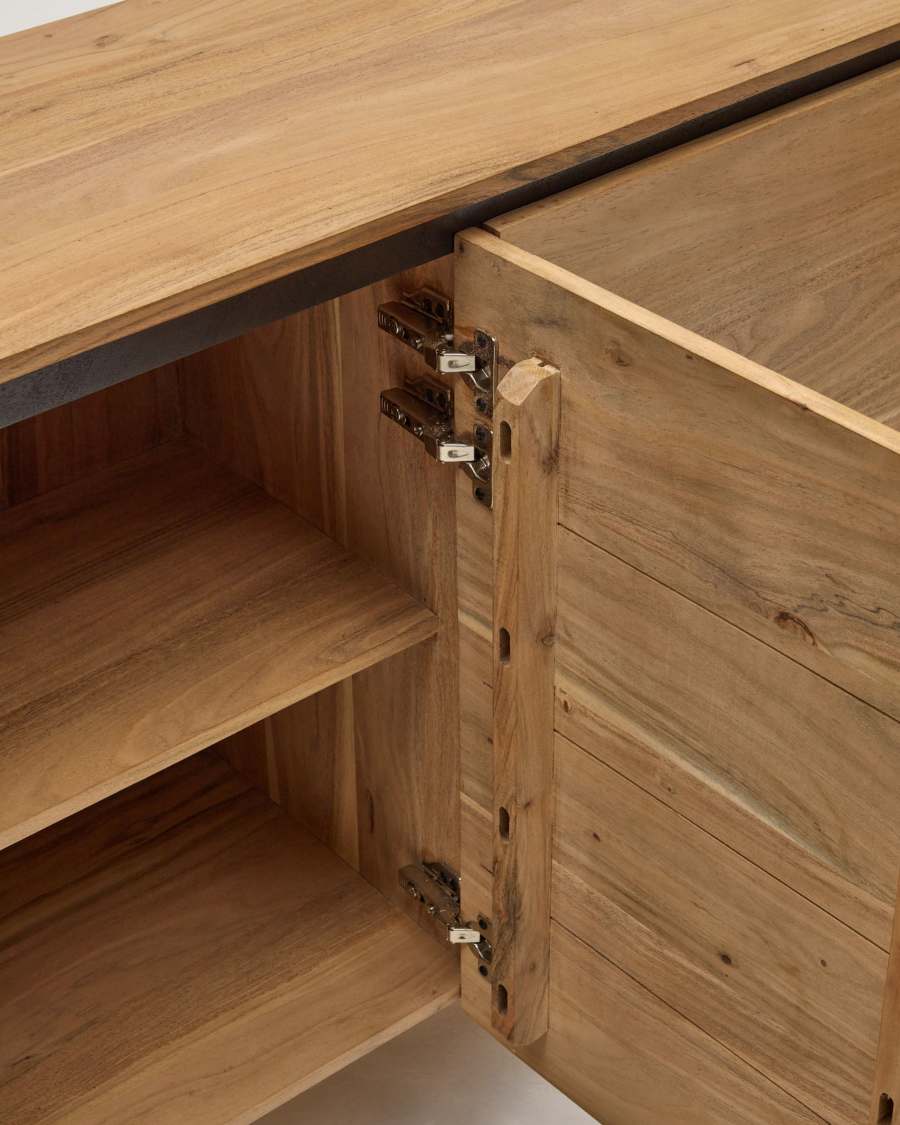 Uxue solid acacia wood 4 door sideboard in a natural finish, 200 x 88 cm