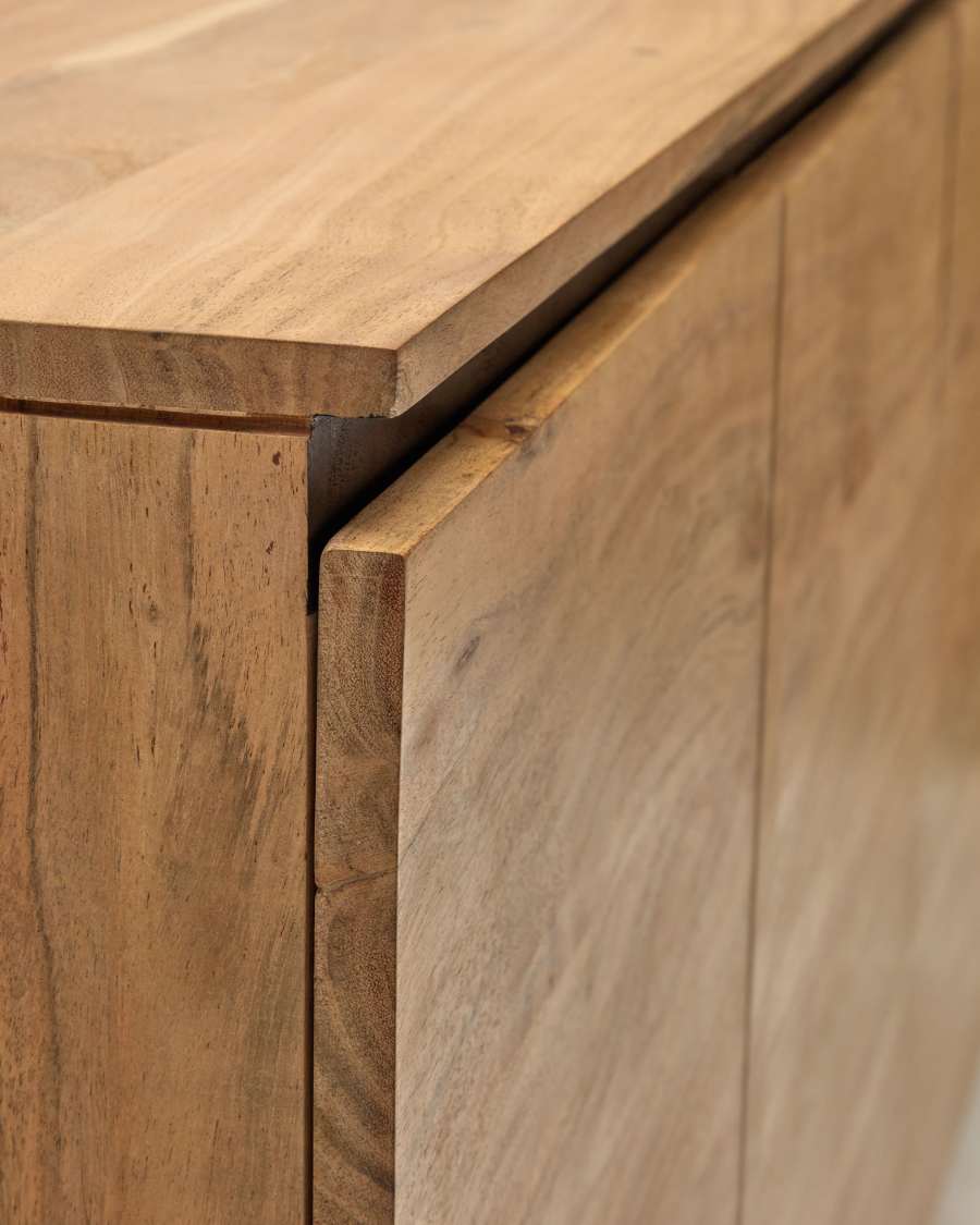 Uxue solid acacia wood 4 door sideboard in a natural finish, 200 x 88 cm