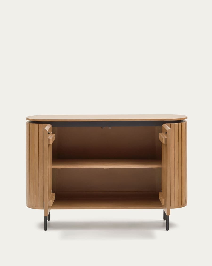 Licia sideboard with 2 doors made from solid mango wood and painted black metal 120 x 80cm