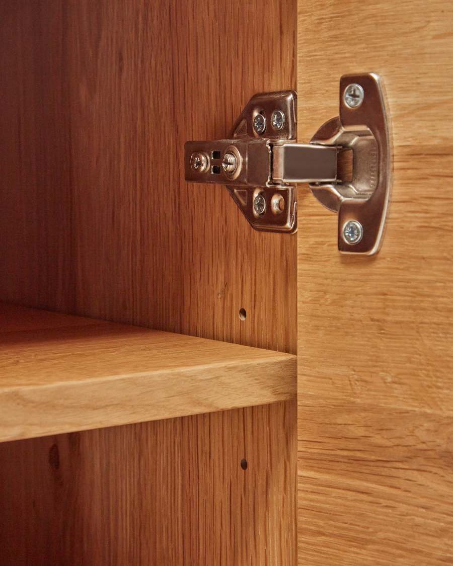 Alguema sideboard with 4 doors in oak veneer with natural finish, 200 x 74 cm