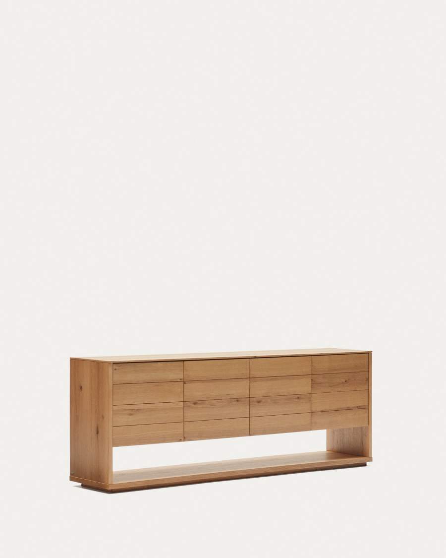 Alguema sideboard with 4 doors in oak veneer with natural finish, 200 x 74 cm