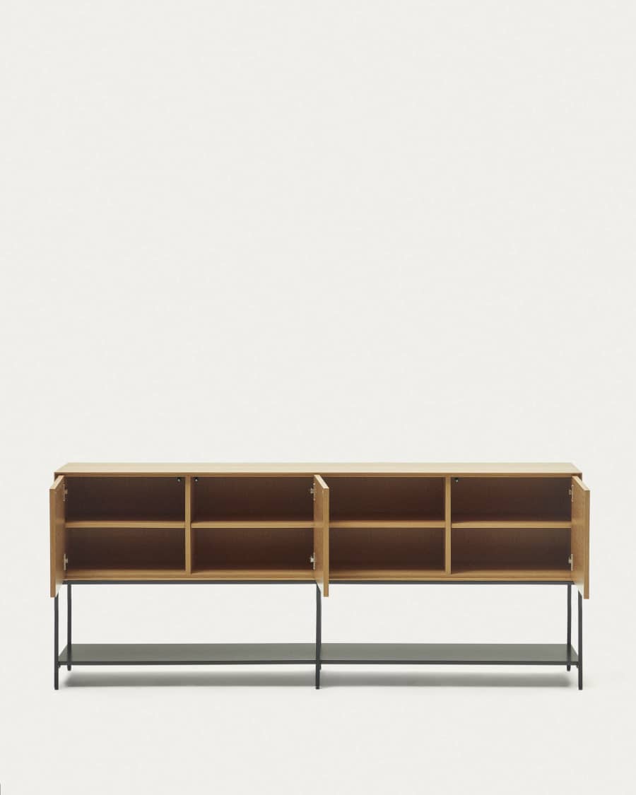 Vedrana 3 door sideboard in oak veneer with steel legs, 195 x 80 cm