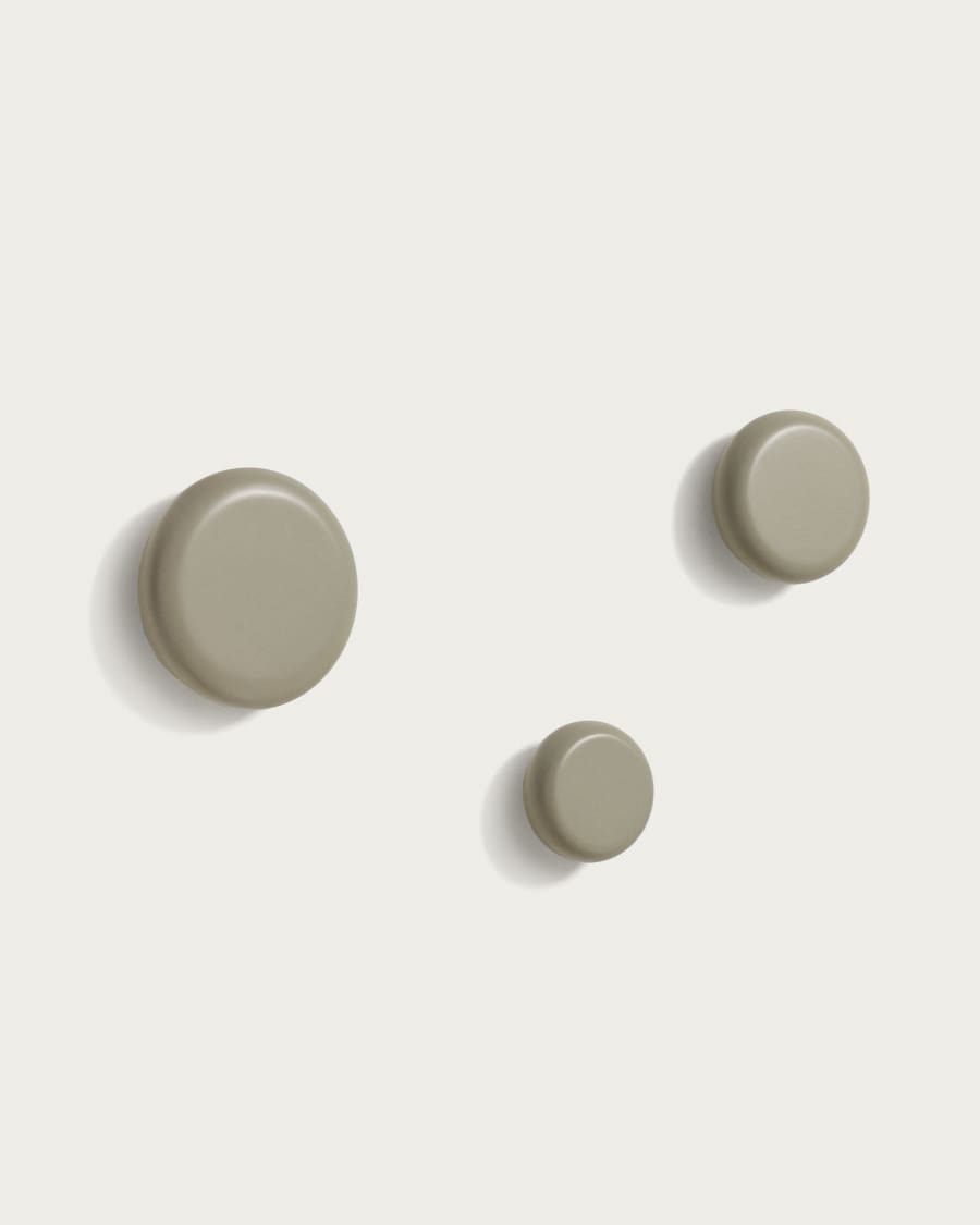 Nadue Set aus 3 Wandhaken aus massiver Buche mit grauem Finish