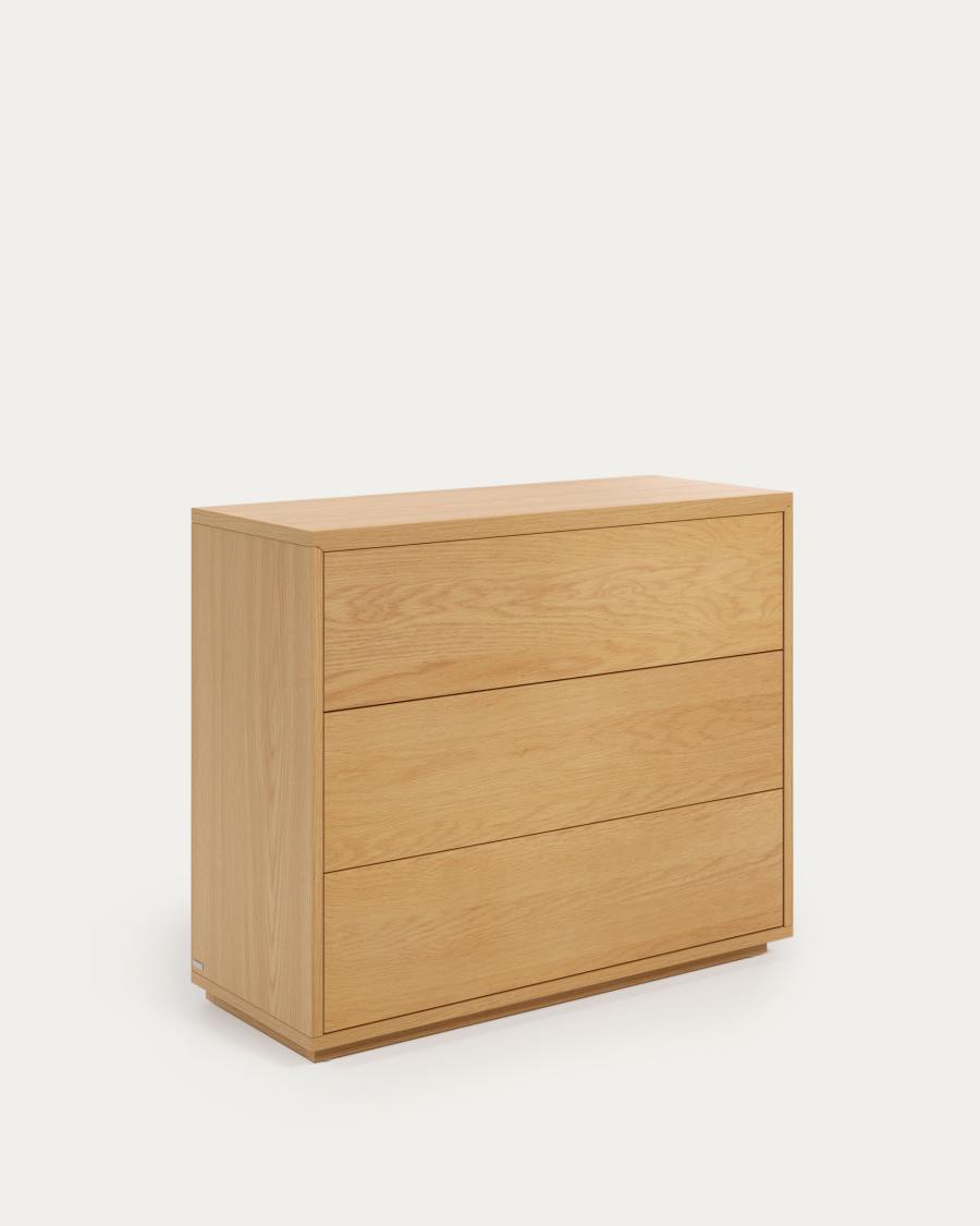 Abilen 3-drawer oak veneer chest of drawers, 90 x 75 cm, FSC™ certified