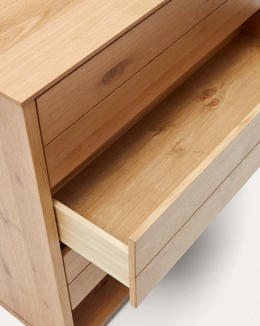 Commode Alguema 3 tiroirs en placage de chêne finition naturelle 100 x 97 cm