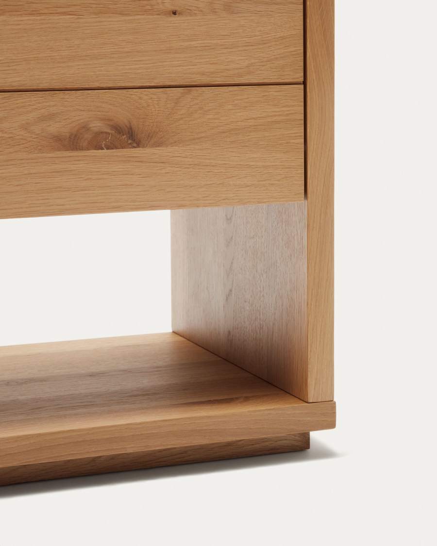 Commode Alguema 3 tiroirs en placage de chêne finition naturelle 100 x 97 cm