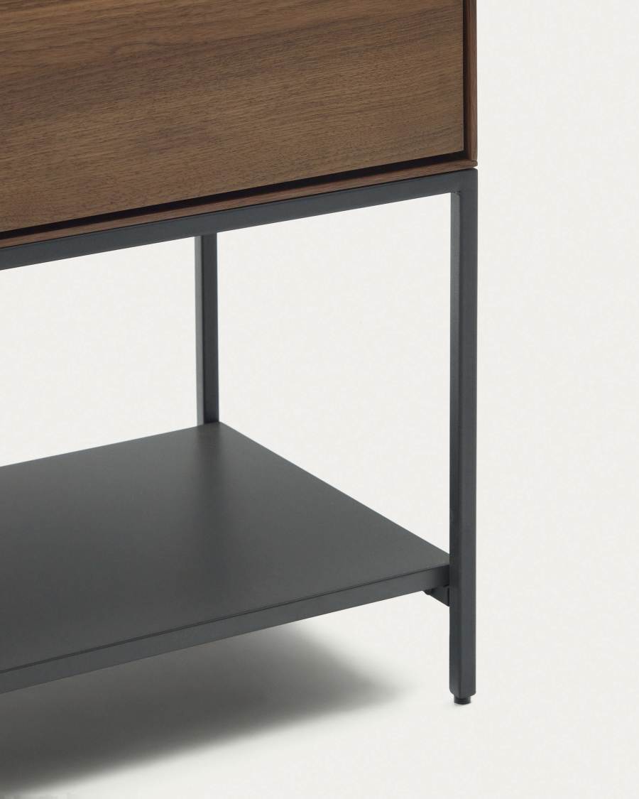 Vedrana Highboard 4 Türen aus Nussholzfurnier und Stahlbeine in Schwarz 97,5 x 160 cm