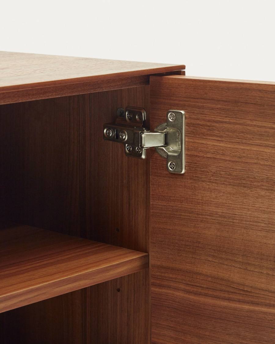 Vedrana Sideboard 2 Türen aus Nussholzfurnier und Stahlbeine in Schwarz 97,5 x 80 cm