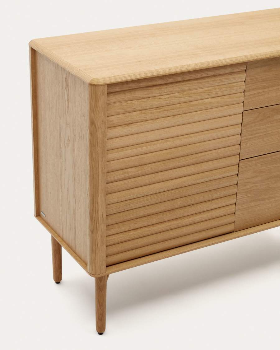 Buffet Lenon 1 porte et 3 tiroirs bois et placage chêne 105 x 85 cm FSC MIX Credit