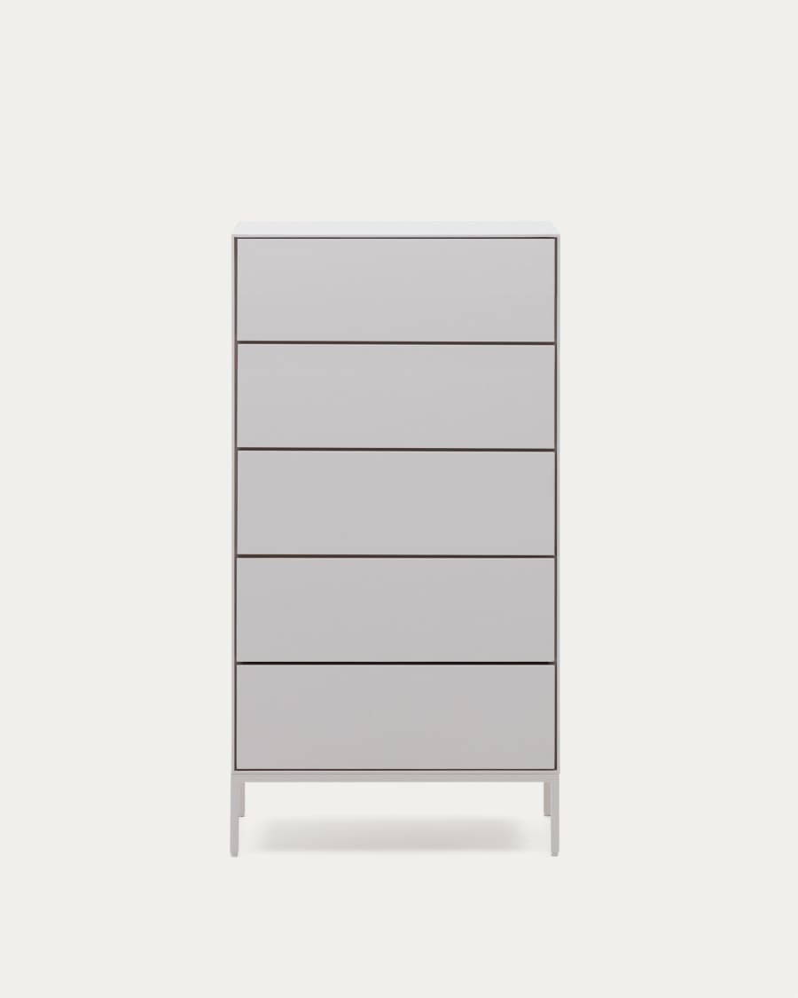 Vedrana 5-drawer chest of drawers white lacquered MDF 60 x 114 cm