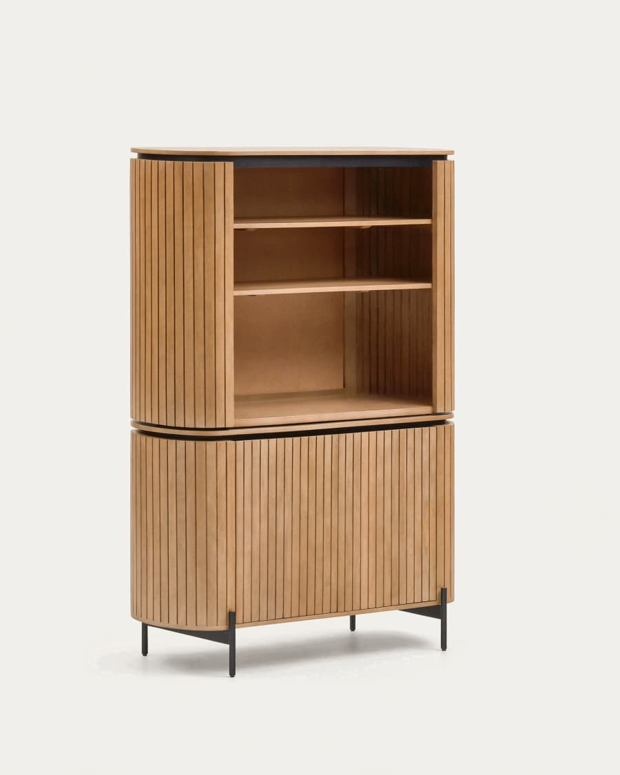 Licia tall 2 door sideboard, made from mango wood with natural finish and metal, 120x170cm