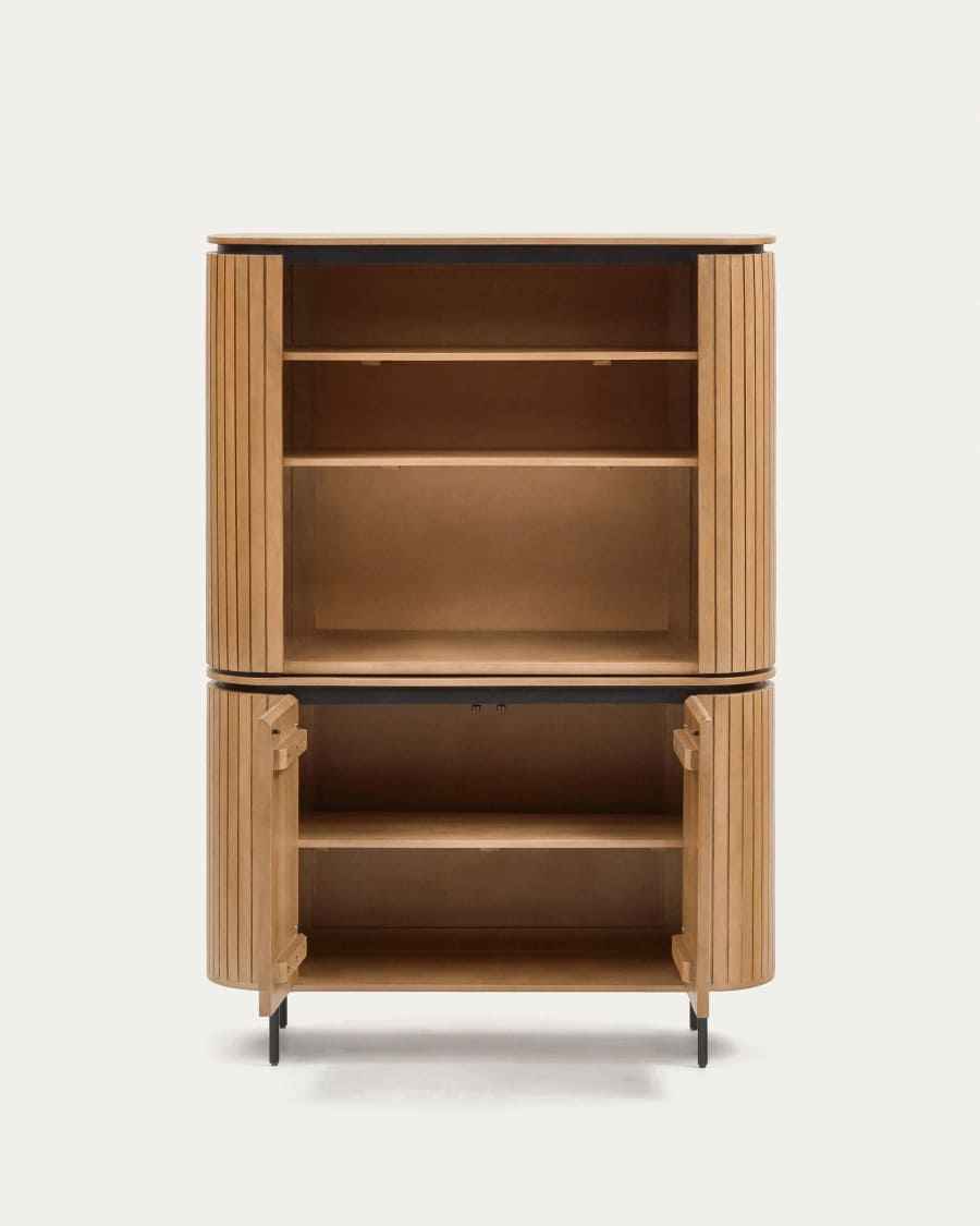 Licia tall 2 door sideboard, made from mango wood with natural finish and metal, 120x170cm