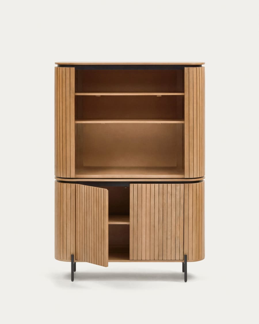 Licia tall 2 door sideboard, made from mango wood with natural finish and metal, 120x170cm