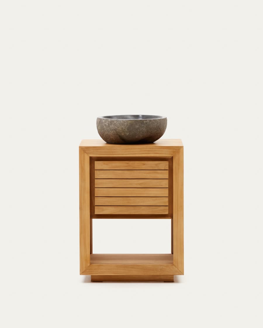 Meuble de salle de bain Kenta bois de teck finition naturelle 60 x 45 cm