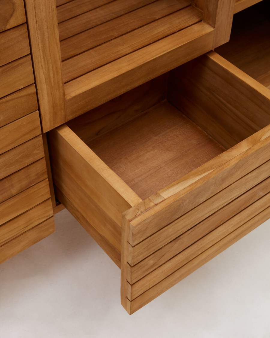 Neria bathroom furniture in solid teak wood with natural finish, 120 x 45 cm